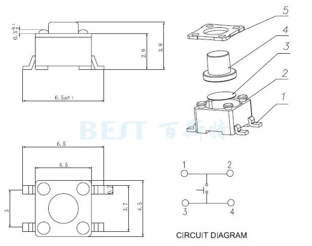 輕觸開關TS-1102A參考圖紙 輕觸開關TS-1102A參考圖紙