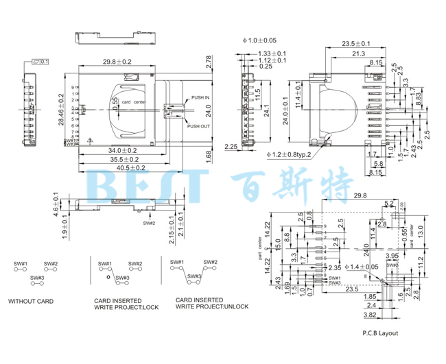 SD卡座SD-JF-46B參考圖紙 SD卡座SD-JF-46B參考圖紙
